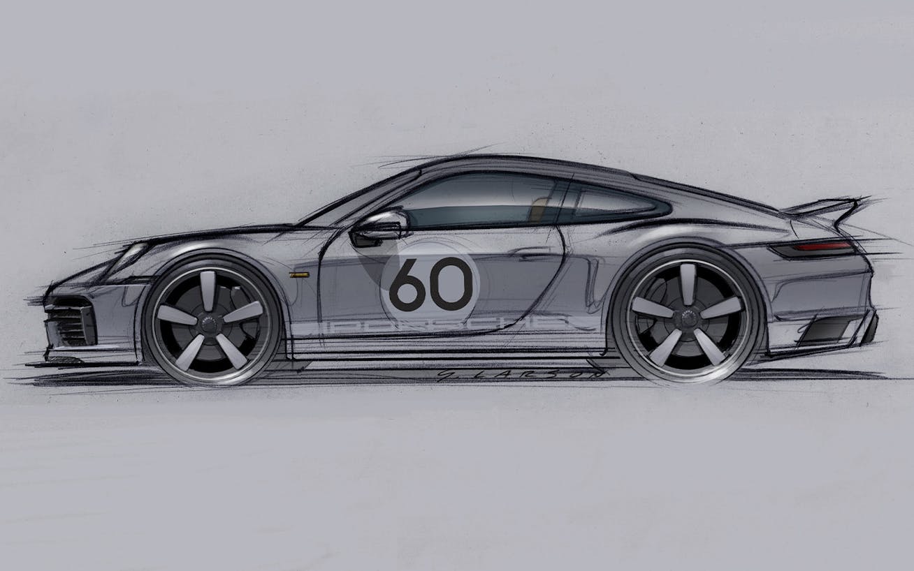 Sketch of Porsche 911 Sport Classic interior
