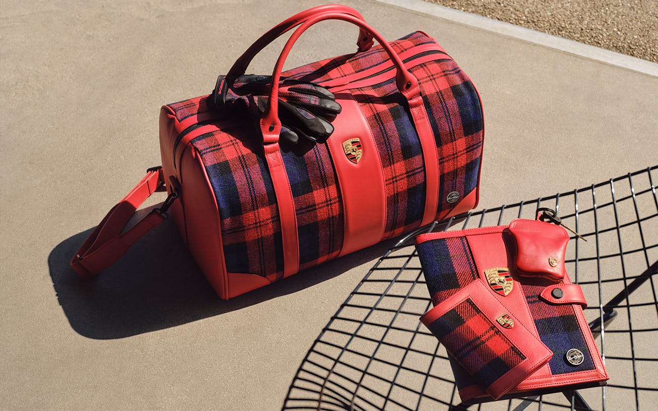 Porsche 50 Years 911 Turbo red tartan touring bag 