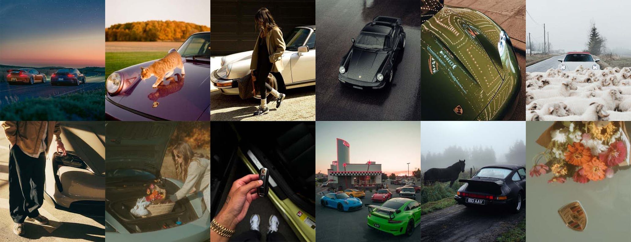 A montage image showing #PorscheMoment content from creators, fans and owners 