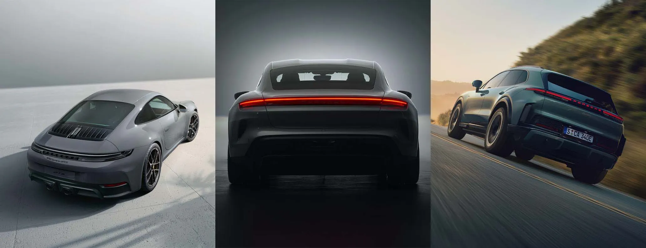 Image of Porsche 911, Porsche Taycan and Porsche Cayenne Electric