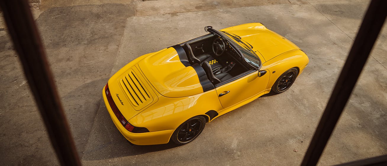 Yellow Porsche Speedster from Sonderwunsch programme from above