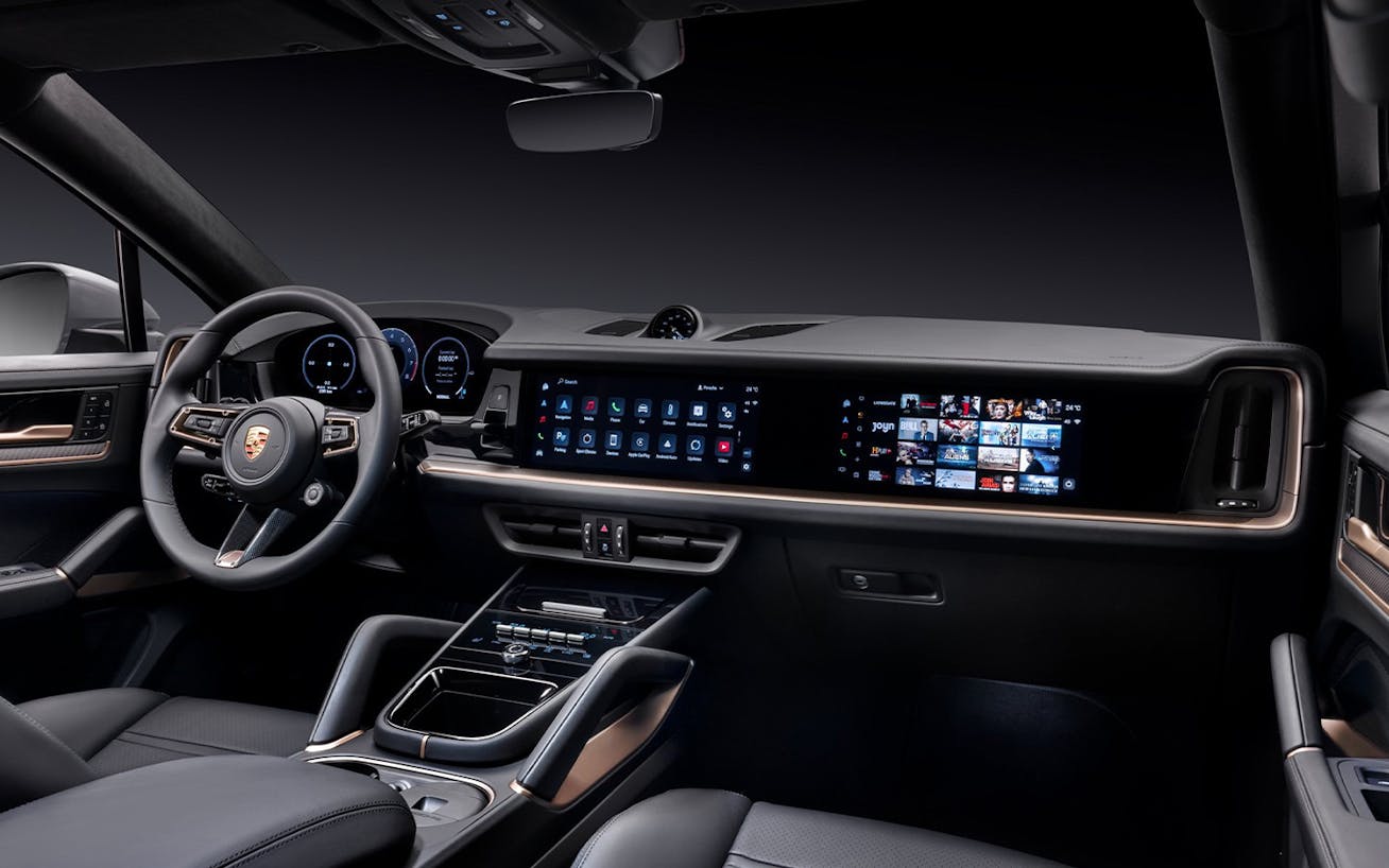 Interior shot showing cockpit of Porsche Cayenne S