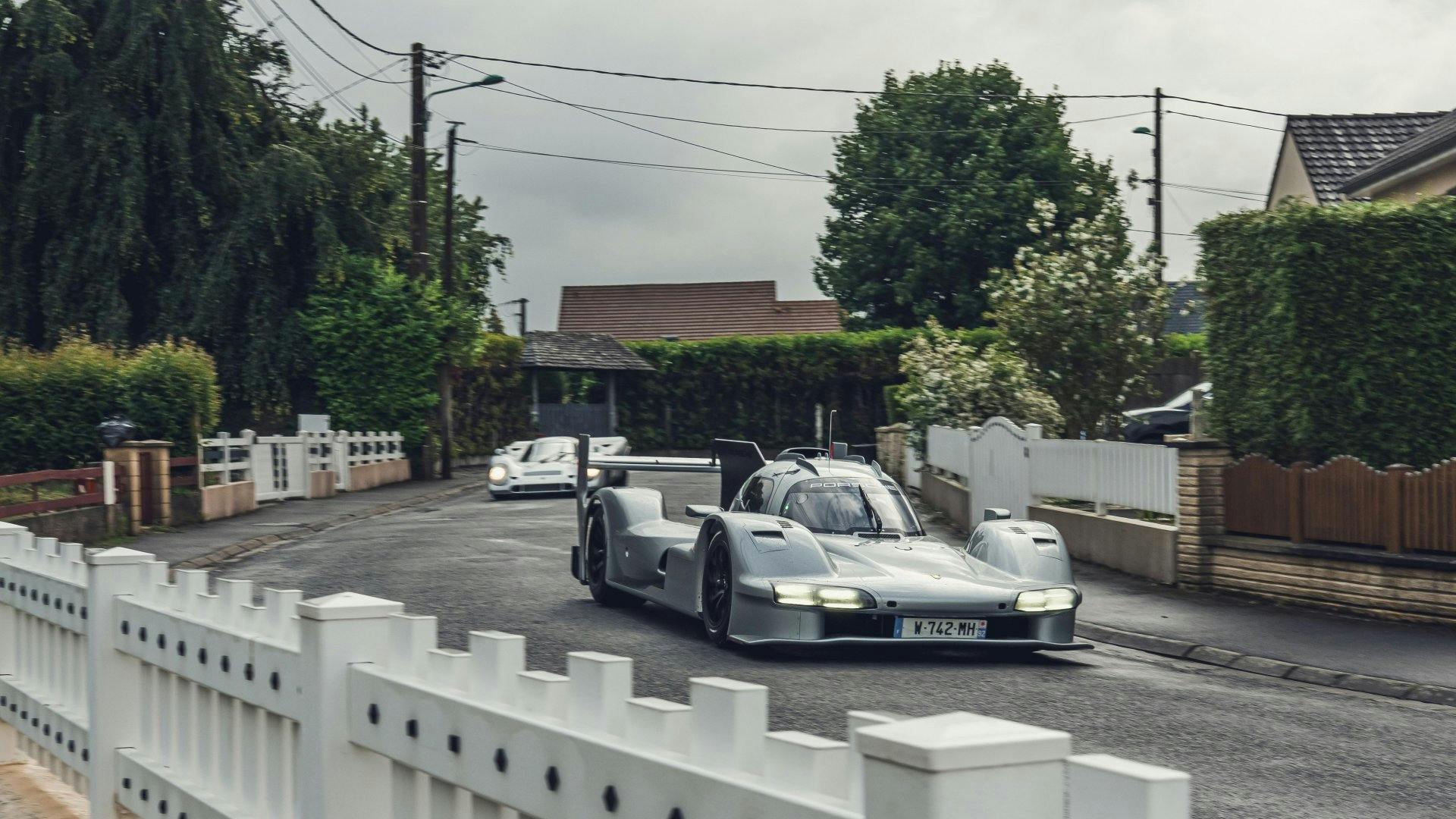 Front view of Porsche 963 RSP driving on road
