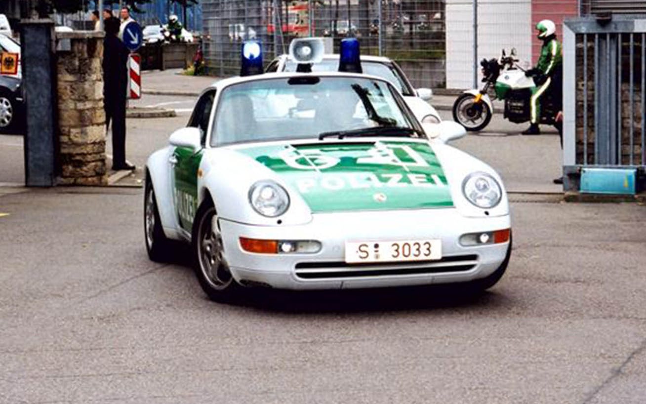 Front view of Porsche 911 (type 993) German police car