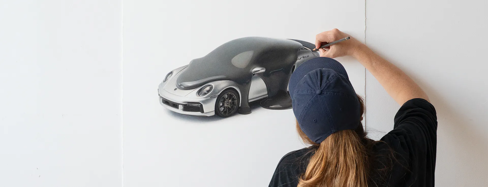 Porsche and Pantone, rendered via pencil