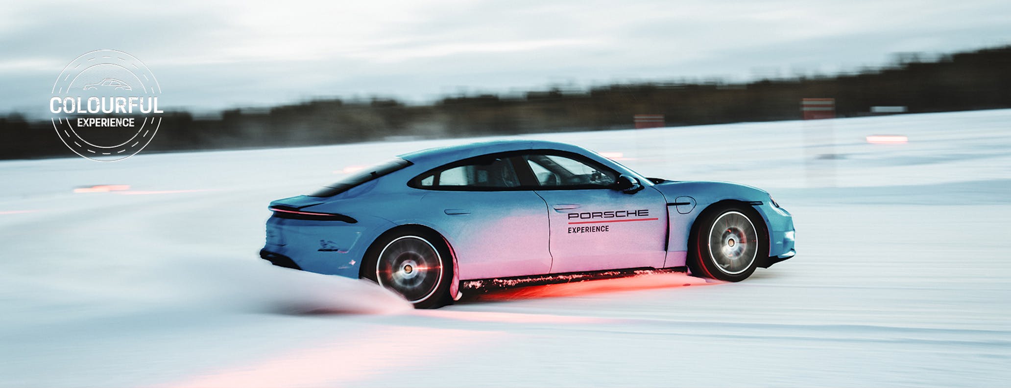 Porsche Taycan GTS drifting on track at Porsche Ice Experience