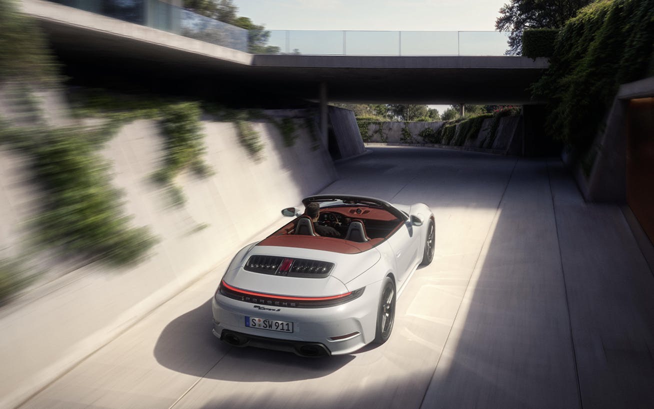 Porsche 911 Carrera S Cabriolet (type 992.2) with roof down