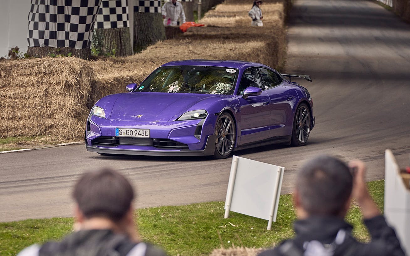 Purple Porsche Taycan Turbo GT at Goodwood Festival of Speed