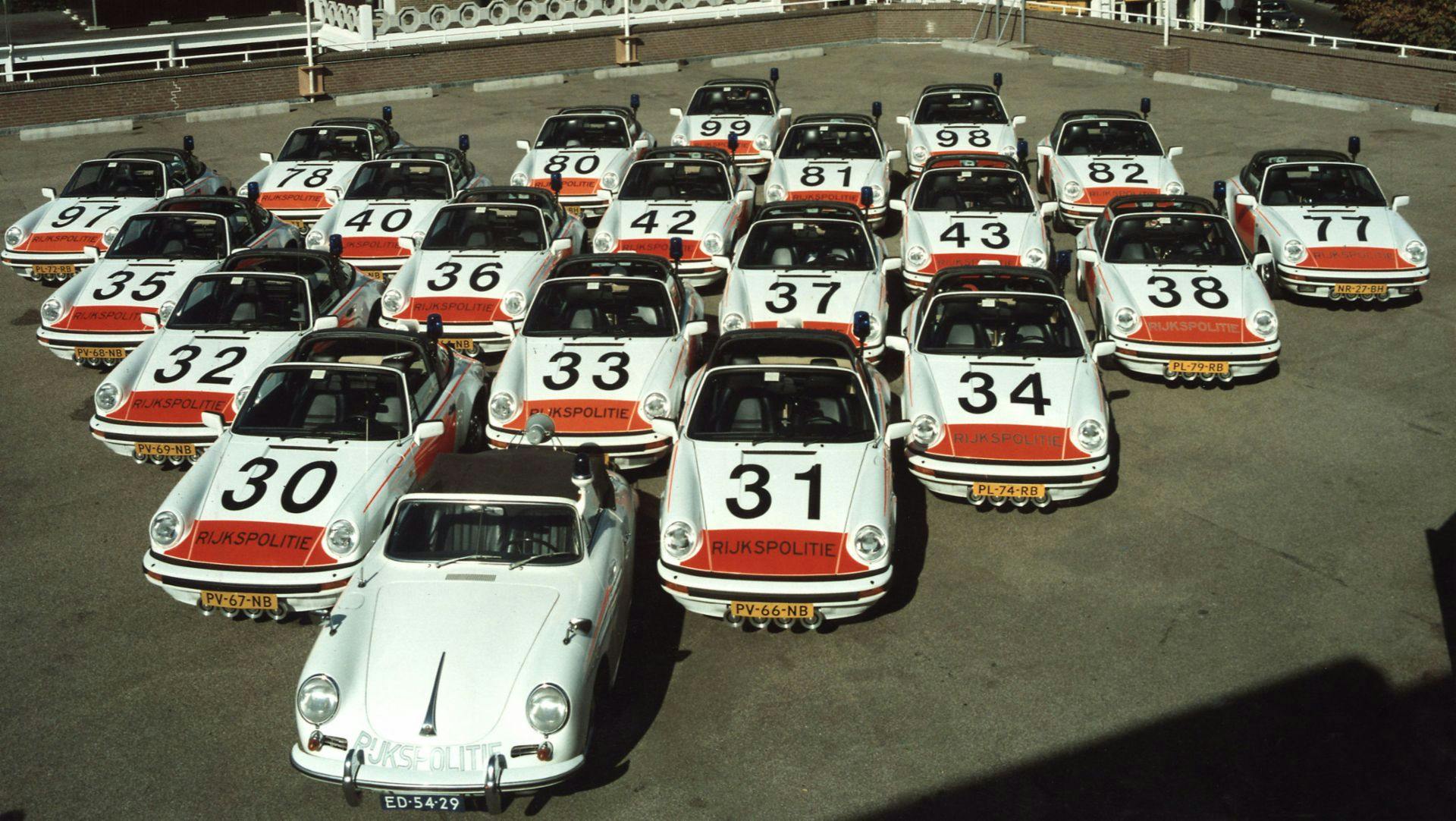 Porsche 356 and 911 police cars in use by the Dutch police 