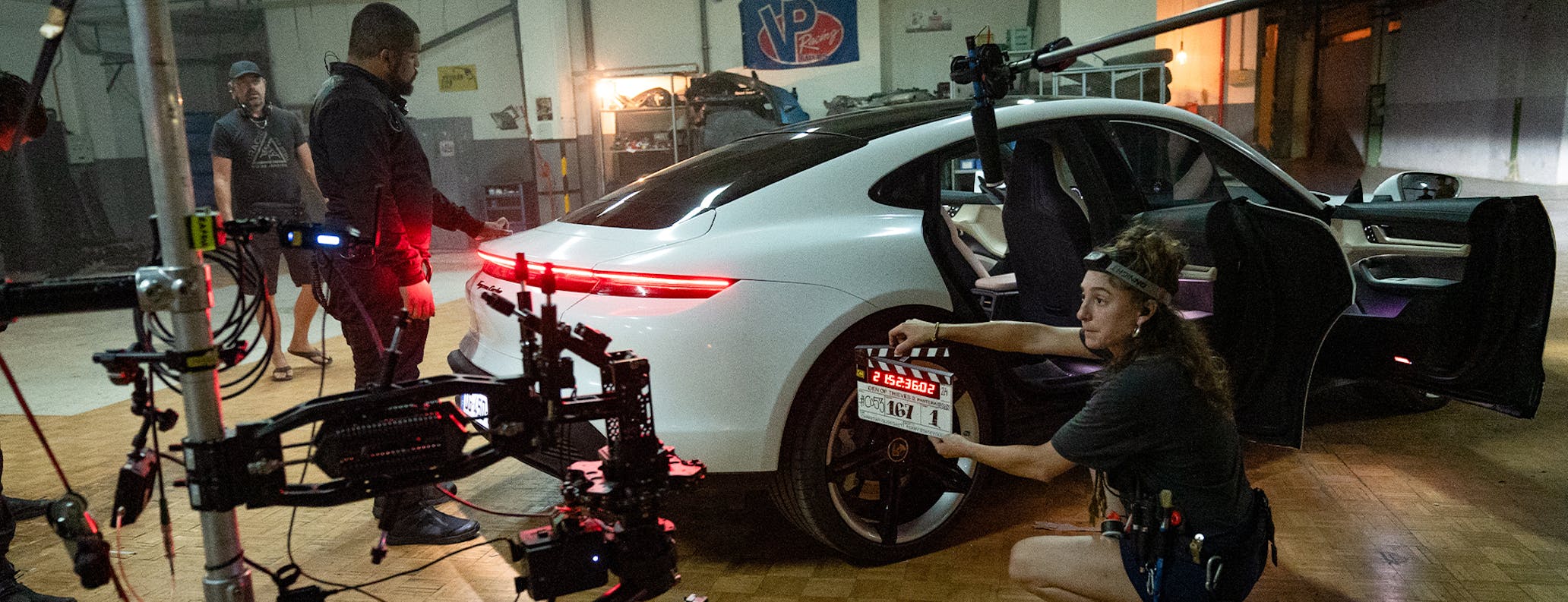 Porsche Taycan Turbo on set in Den of Thieves 2