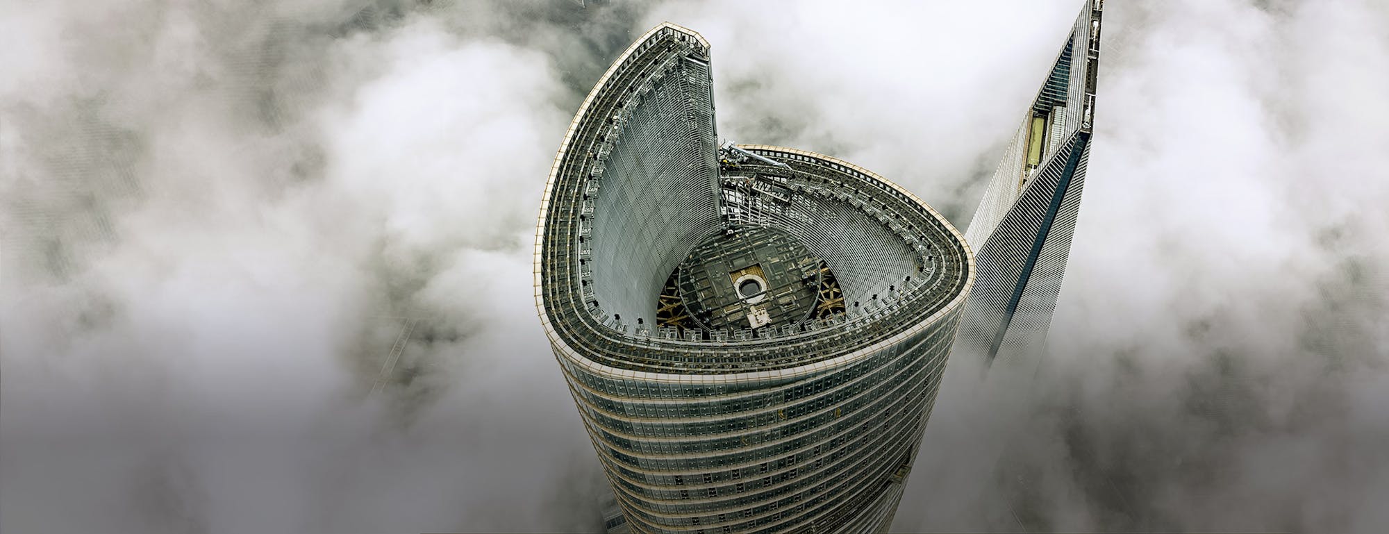 View of the Shanghai Tower skyscraper’s roof