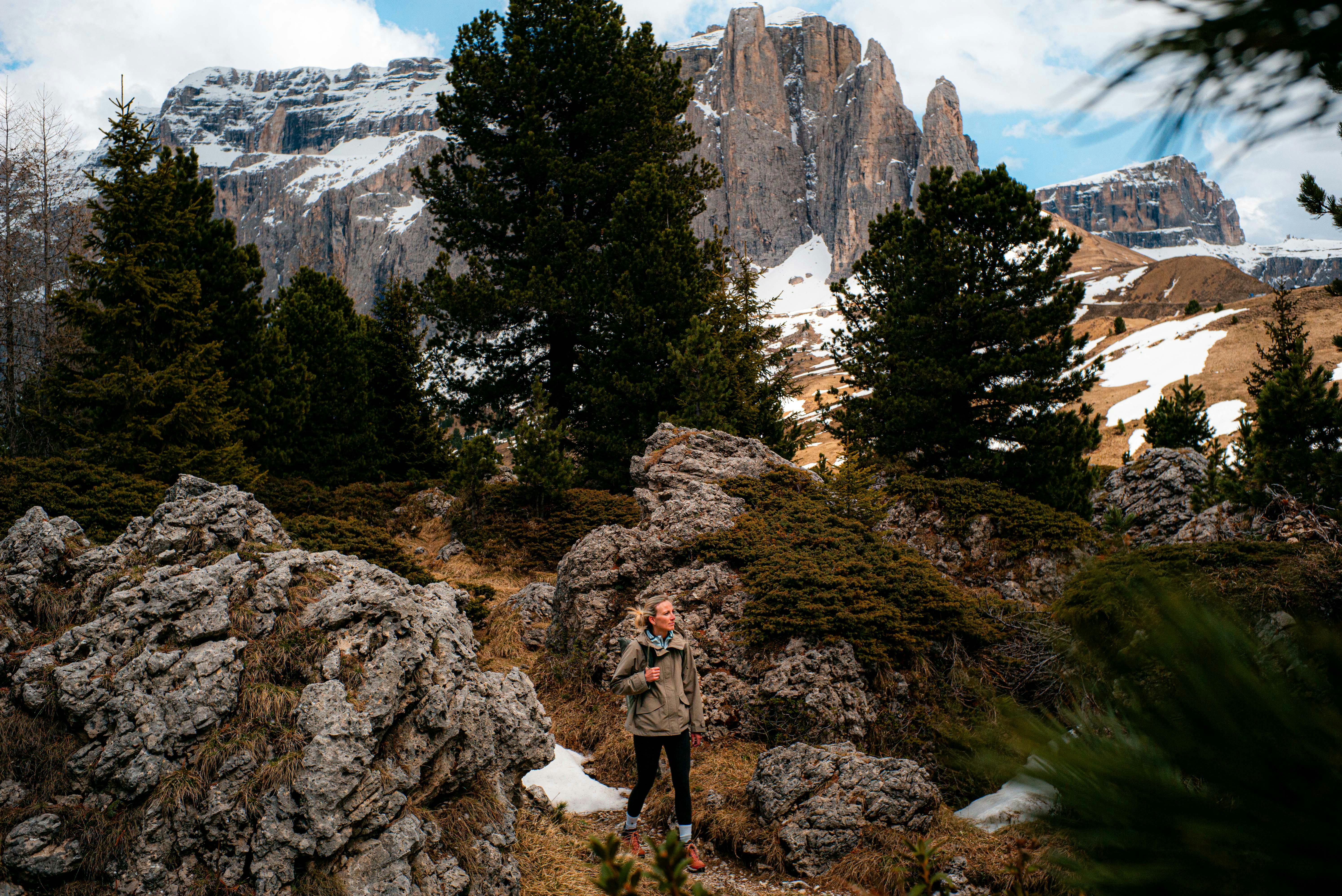 woman walking dolomites