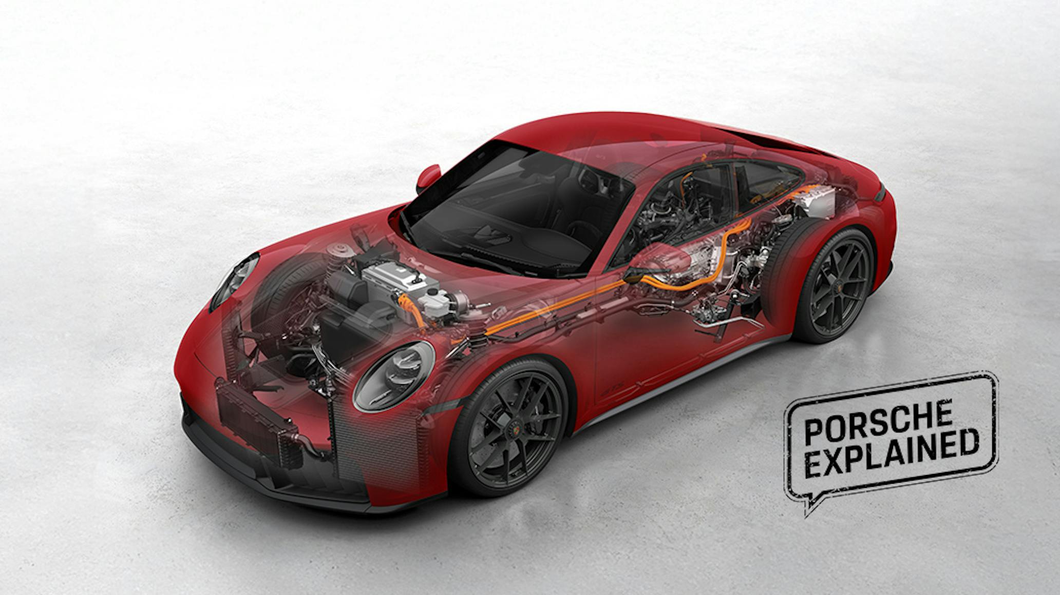 X-Ray of Porsche 911 Carrera GTS in red