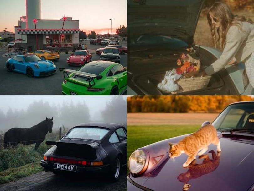 A montage image showing #PorscheMoment content from creators, fans and owners 