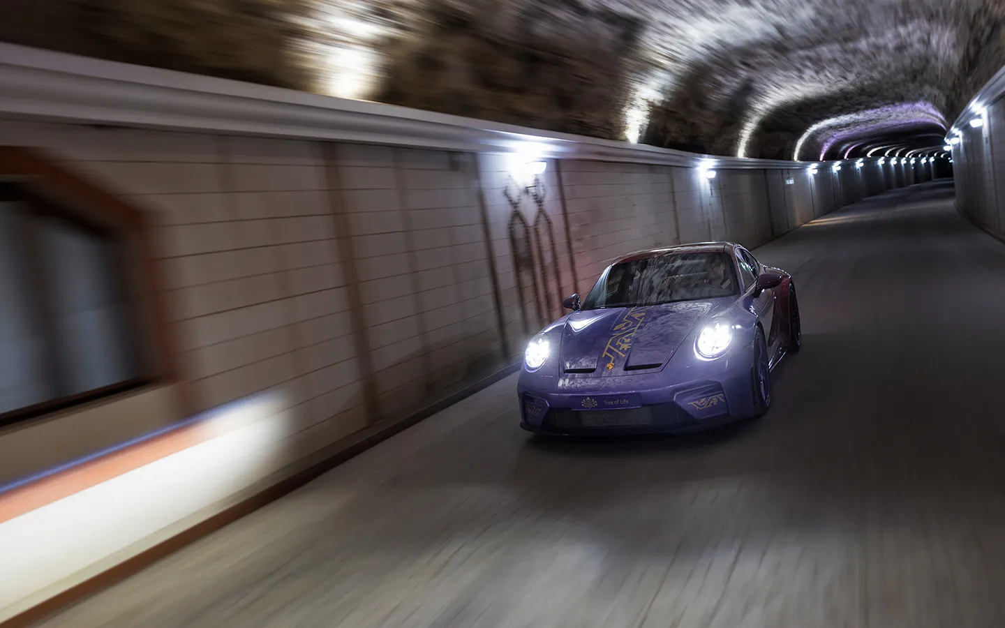 Porsche 911 GT3 with Touring Package Tree of Life car driving in tunnel 2