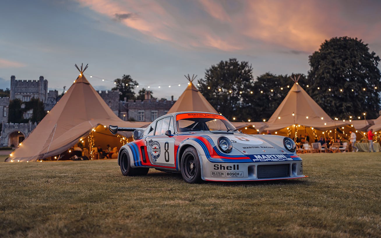 Porsche 911 RSR Turbo in Martini Racing livery at Goodwood