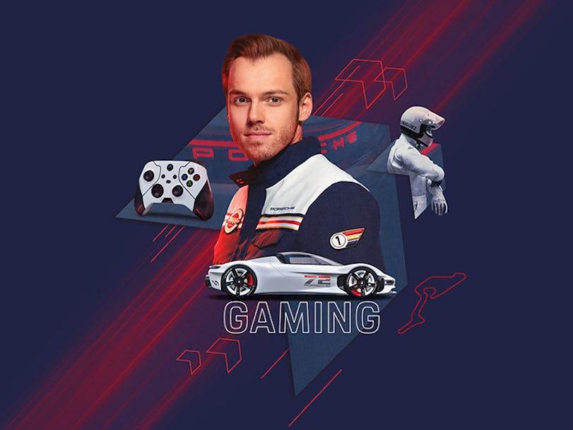 Composite CGI image of a Porsche employee working in Esports