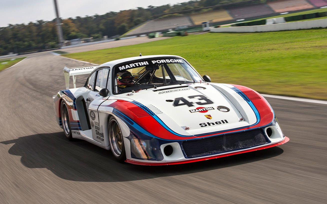 Porsche 935 racecar on track at Hockenheim