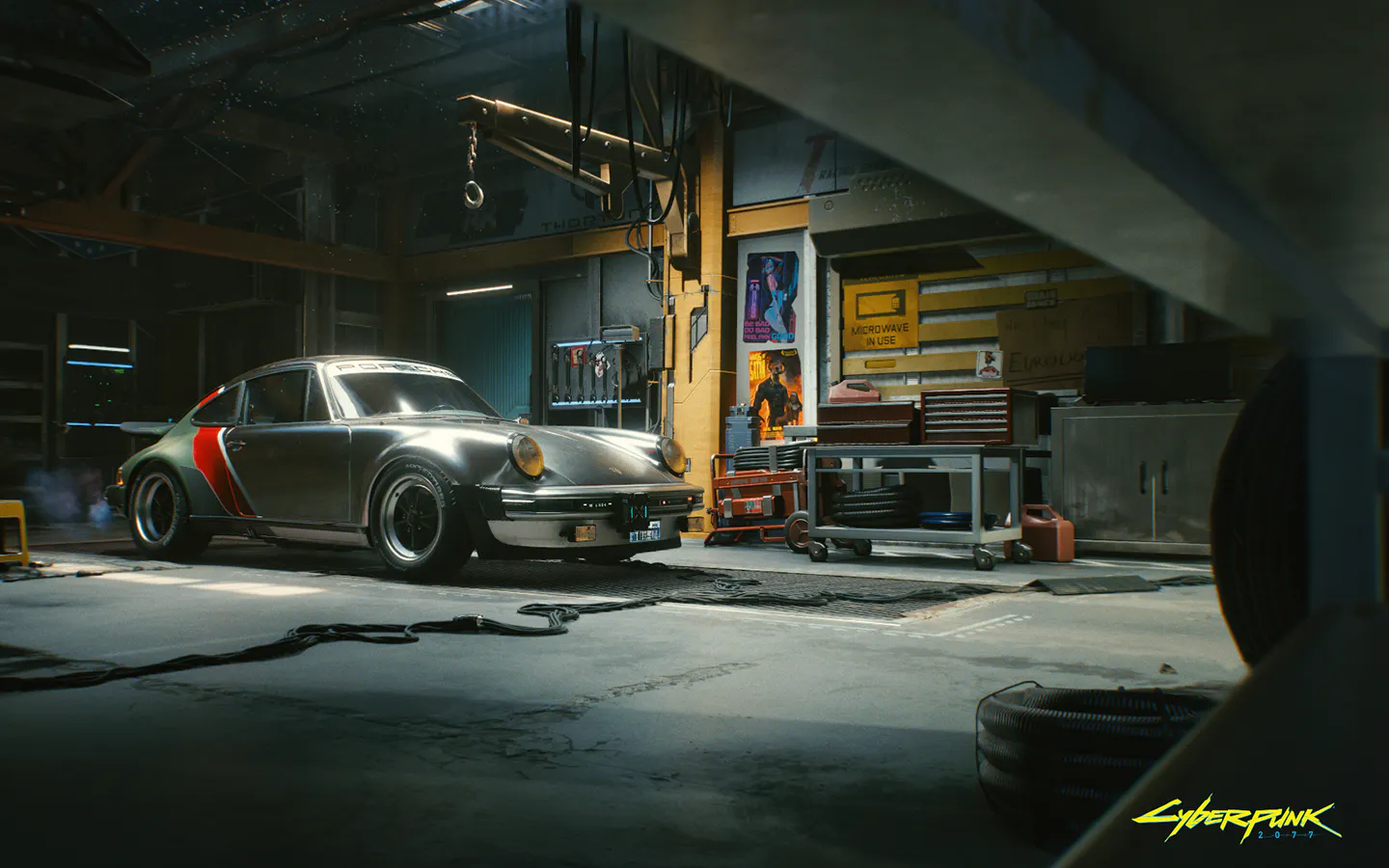 Side view of the Porsche 930 Turbo from Cyberpunk 2077