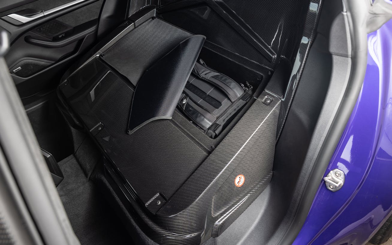 Taycan Turbo GT with Weissach Package showing rear seats removed