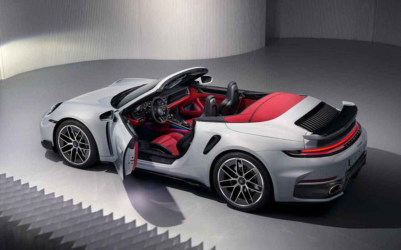 Overhead view of Porsche 911 Turbo S Cabriolet (type 992.2)
