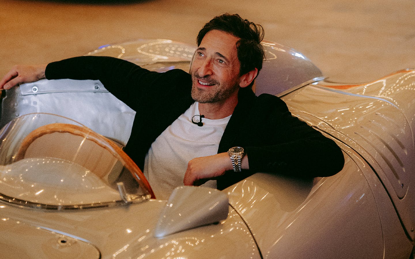 Adrien Brody sat in Porsche 550 Spyder at 2025 Goodwood Festival of Speed