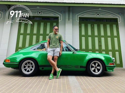 Film director Tenn Xoomsai with green Porsche 911 ST