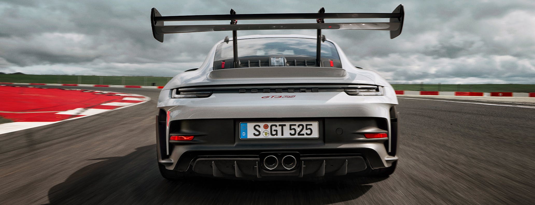 Rear view of Porsche 911 GT3 RS on track
