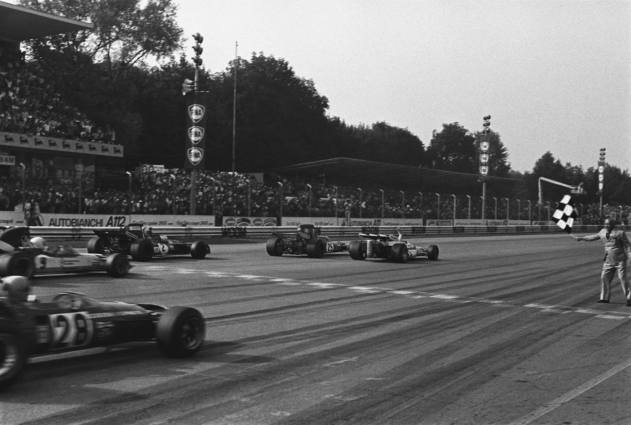 The finish line at the 1971 Italian Grand Prix