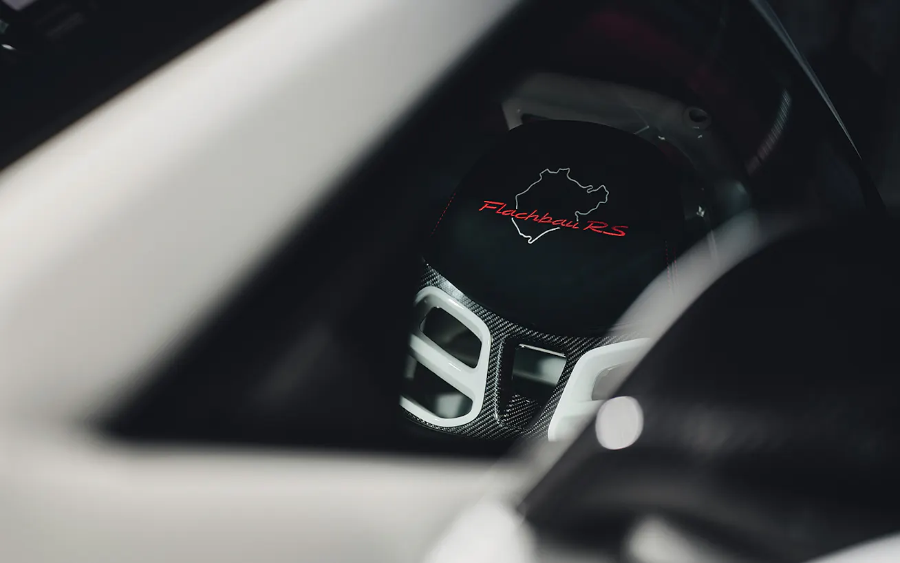 Porsche 911 Flachbau RS in bright industrial studio setting