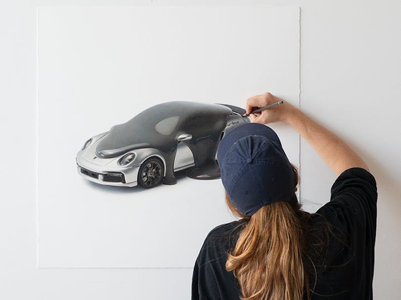 PORSCHE AND PANTONE RENDERED VIA PENCIL thumbnail
