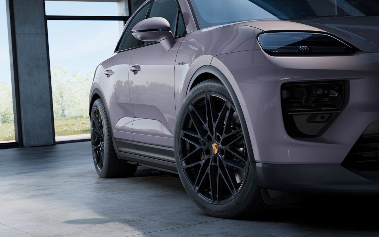 Porsche Macan electric fitted with Porsche summer wheels and tyres