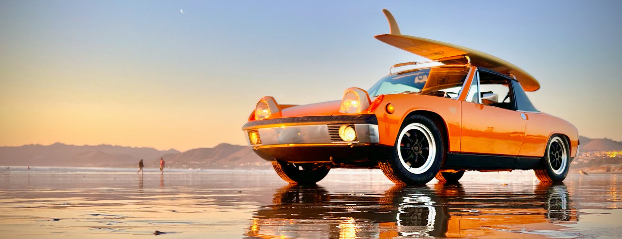 1972 Porsche 914 in Signal Orange on California beach