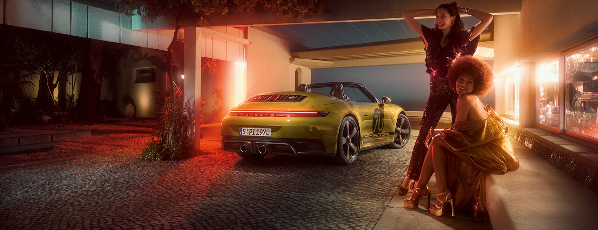 Porsche Heritage Design 911 Spirit 70 parked at night