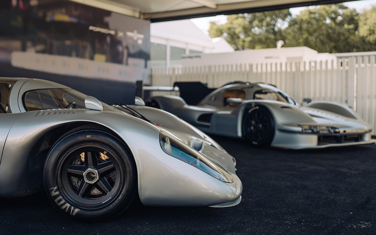 Porsche 917 Kurzheck street version with Porsche 963 RSP behind at Goodwood Festival of Speed