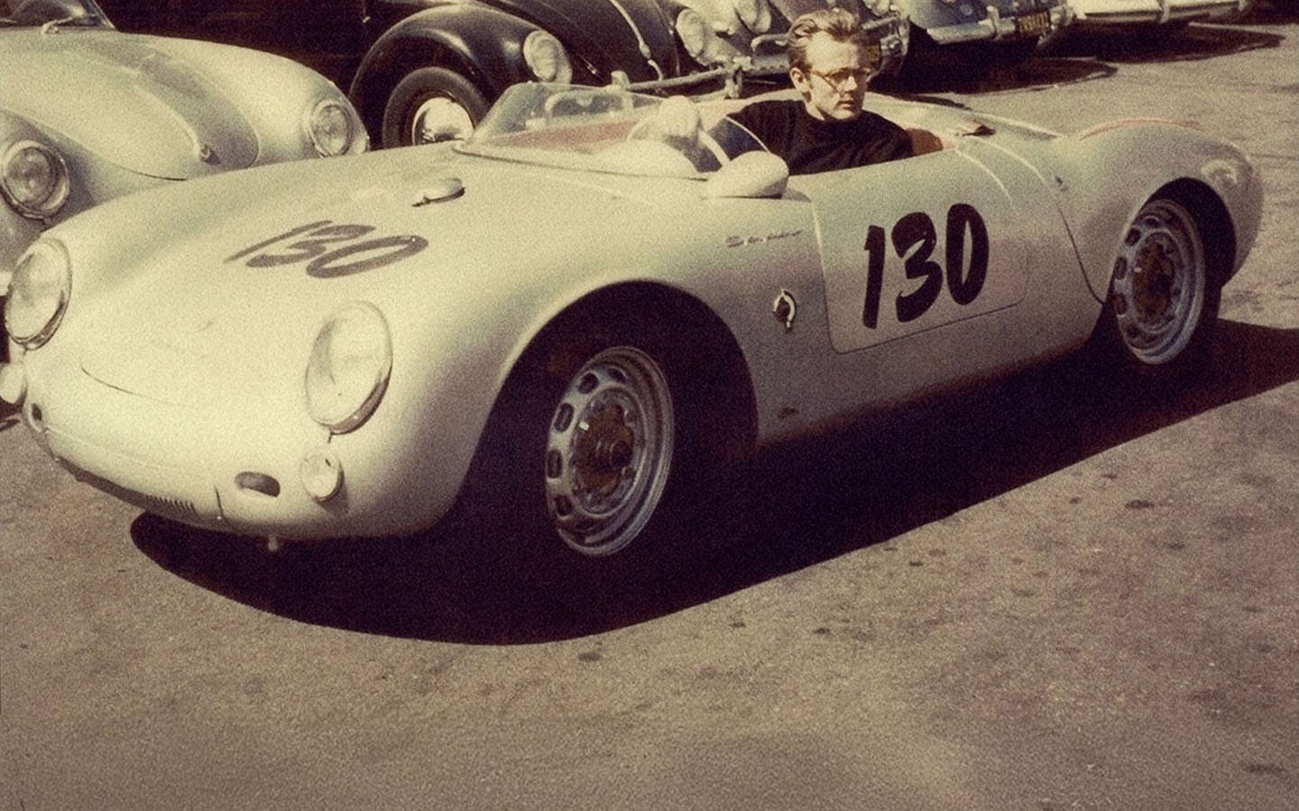 James Dean in his famous 550 Spyder, nicknamed ‘Little Bastard’
