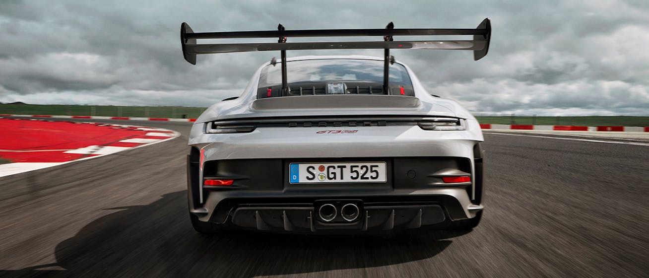 Rear view of 911 GT3 RS on track