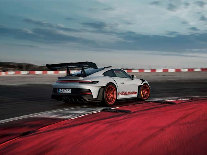 Porsche 911 GT3 RS driving on racetrack