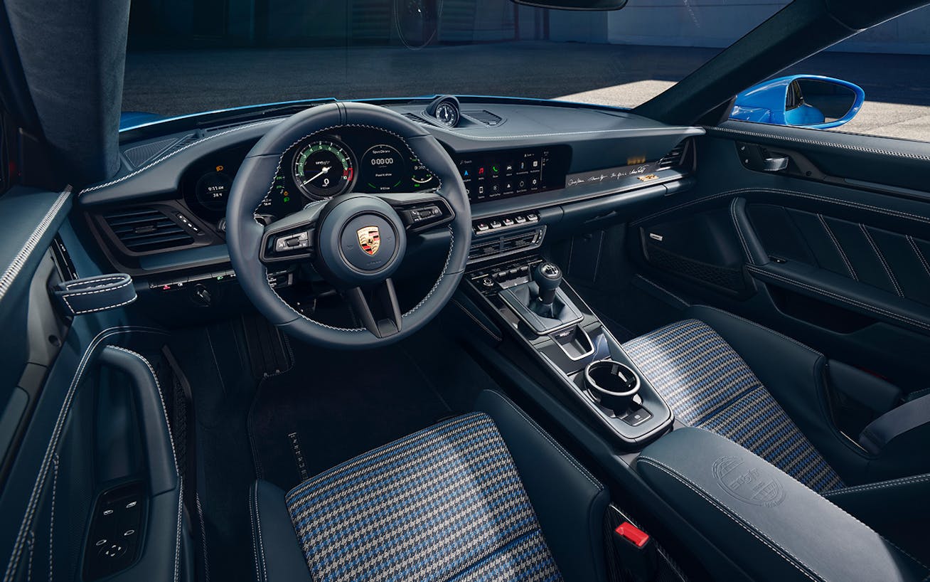 Interior of Porsche S/T car from Sonderwunsch with Pepita fabric