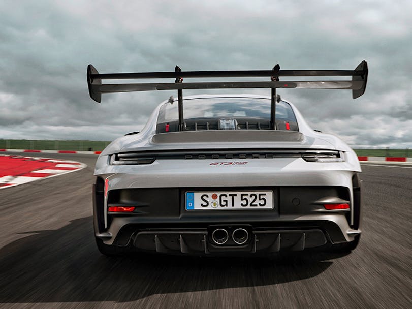 Rear view of Porsche 911 GT3 RS on track