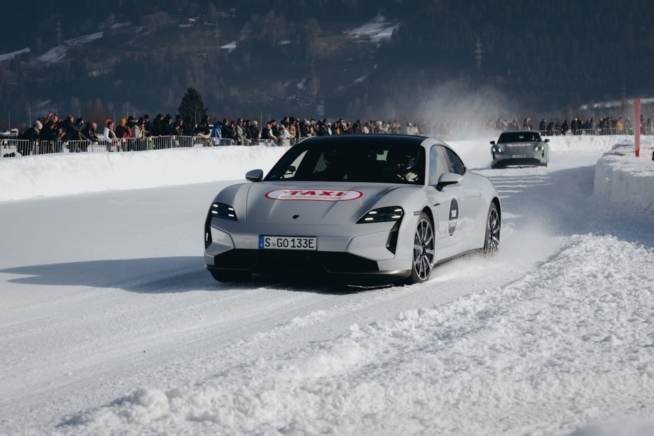 Porsche Taycan taxi at F.A.T. Ice Race