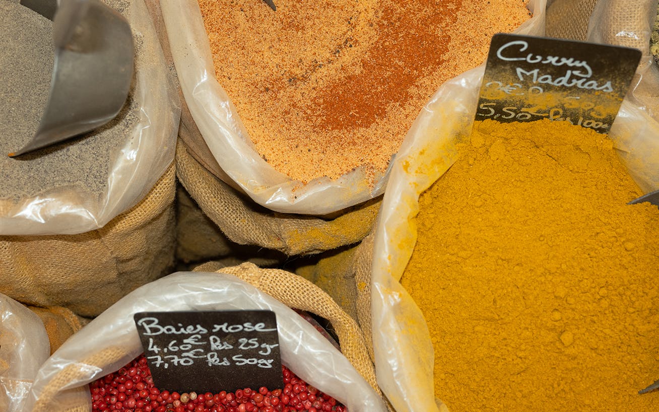 Spices on display at French market