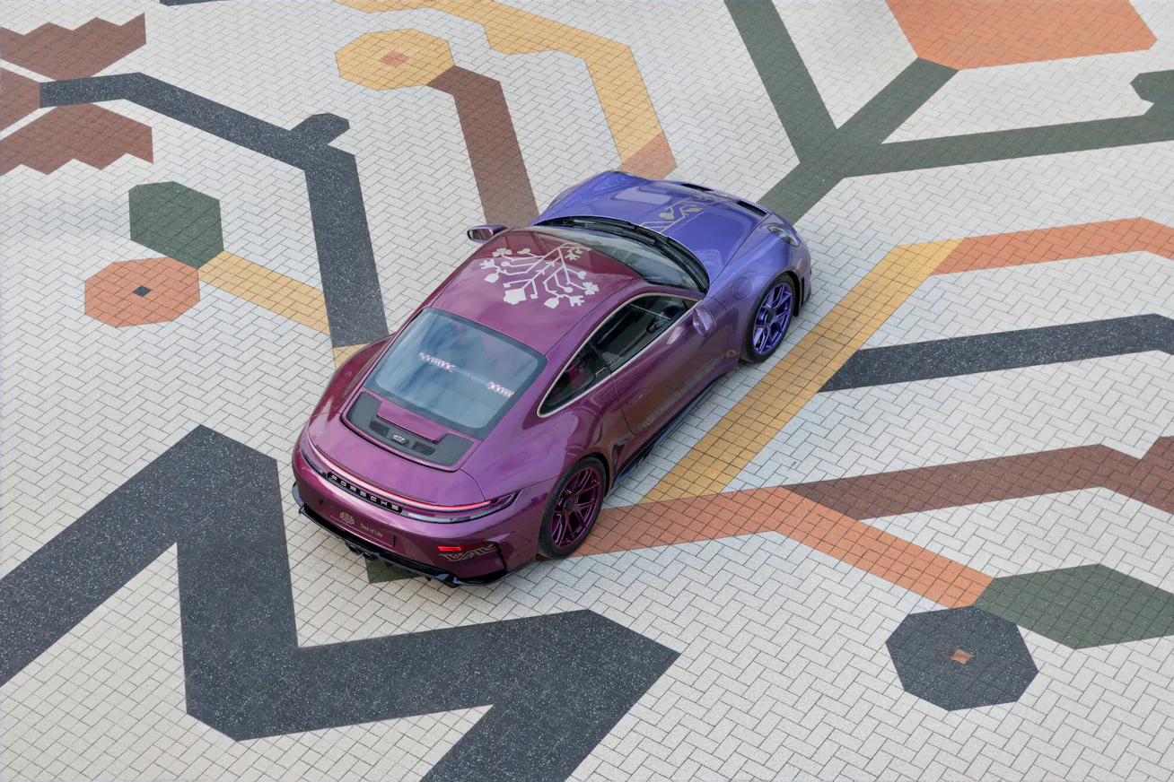 Overhead view of the Porsche 911 GT3 with Touring Package “Tree of Life”