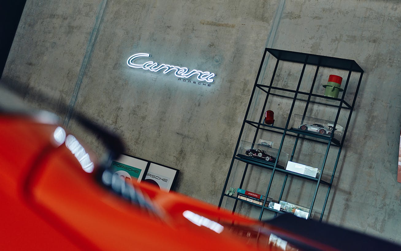 Porsche Carrera neon lettering wall art 