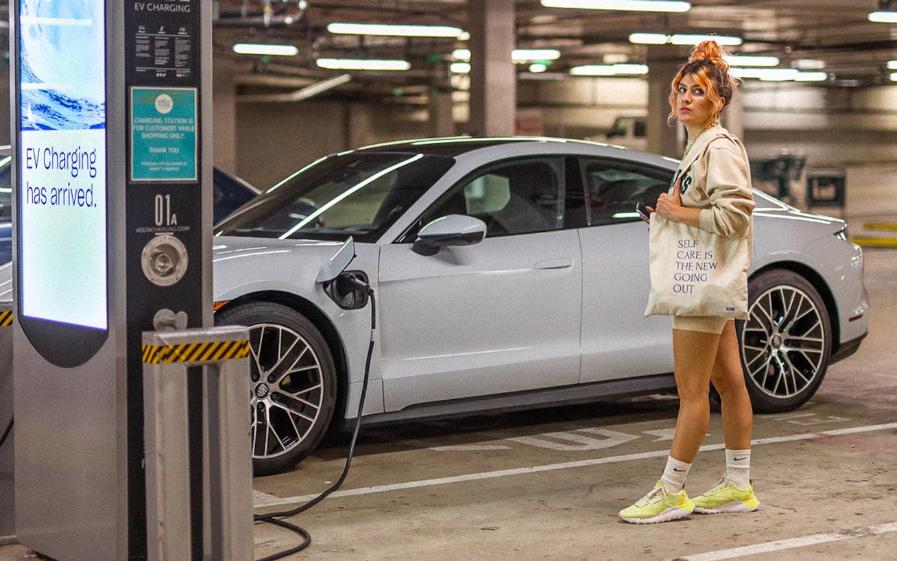 Influencer Grace Mattei charges Porsche Taycan in LA