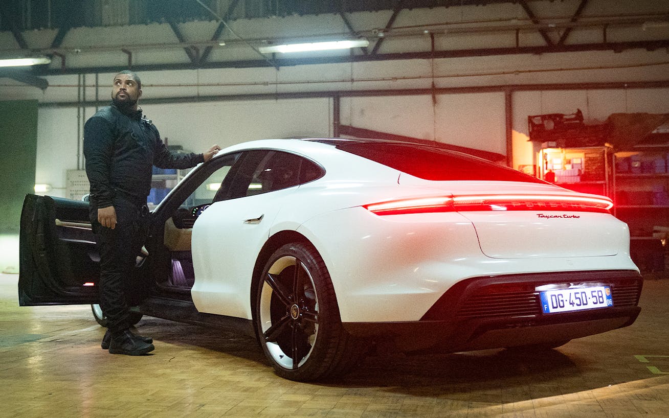 Actor O’Shea Jackson Jr with Porsche Taycan Turbo