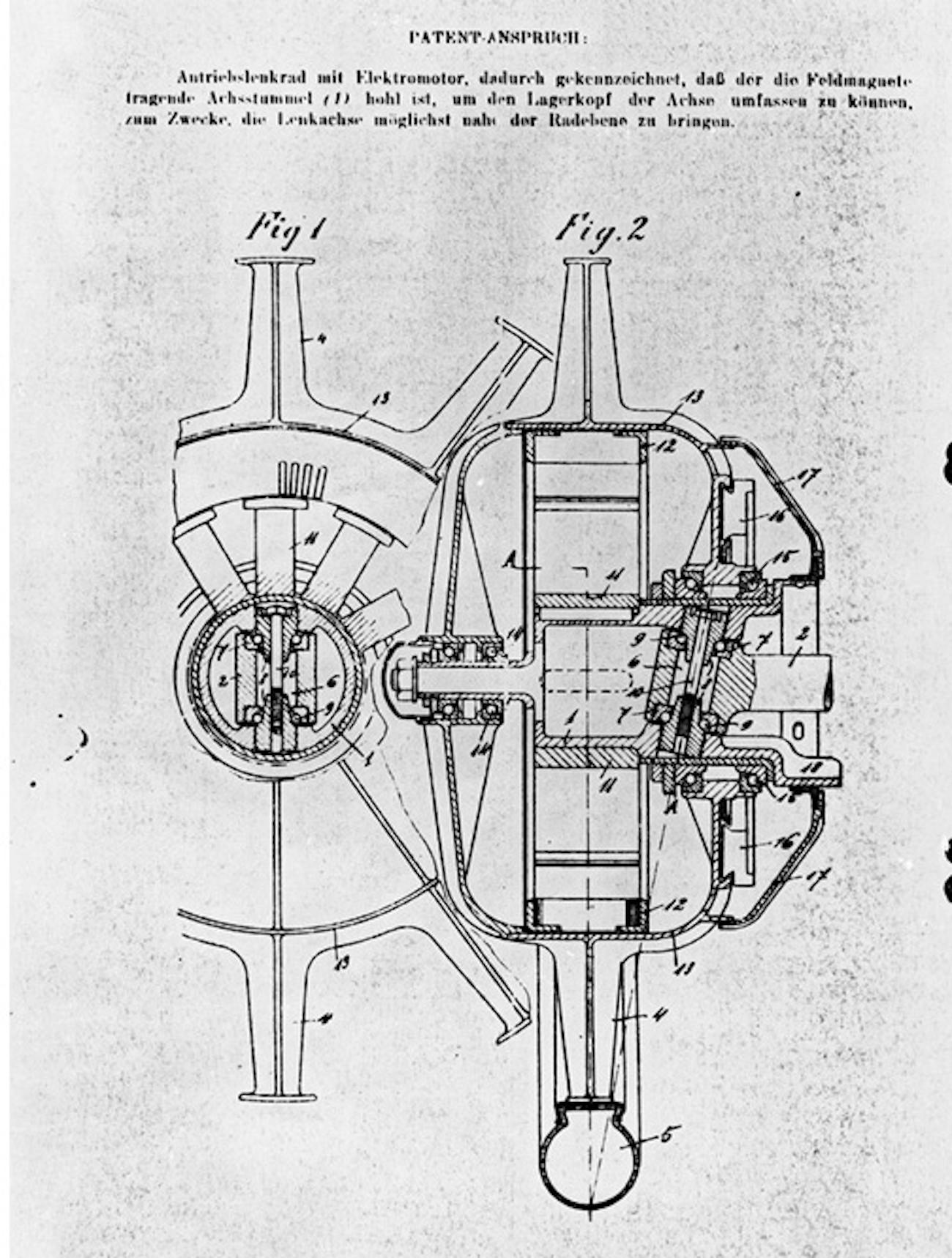 Diagram of electric motor by Ferdinand Porsche, early 20th Century