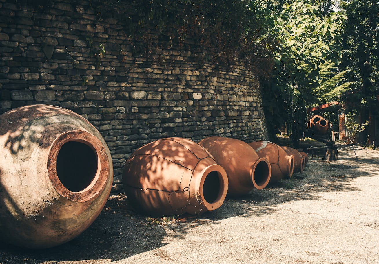 Clay amphora  along a street