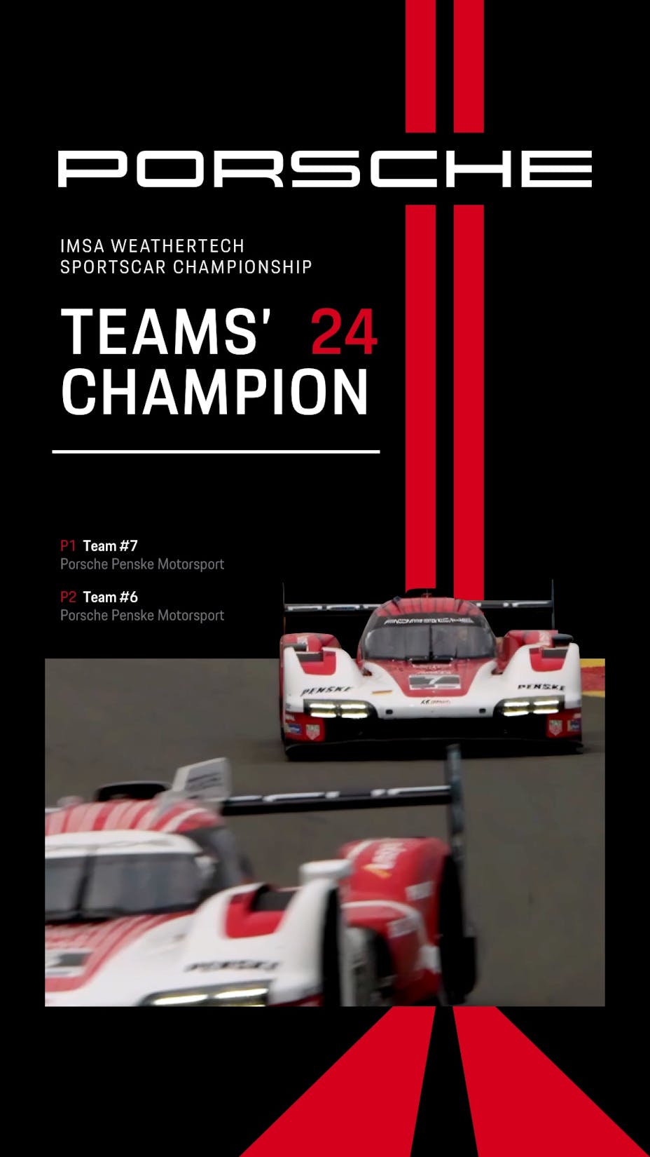 Poster image featuring Porsche Penske Motorsport Porsche 963 racecar teams