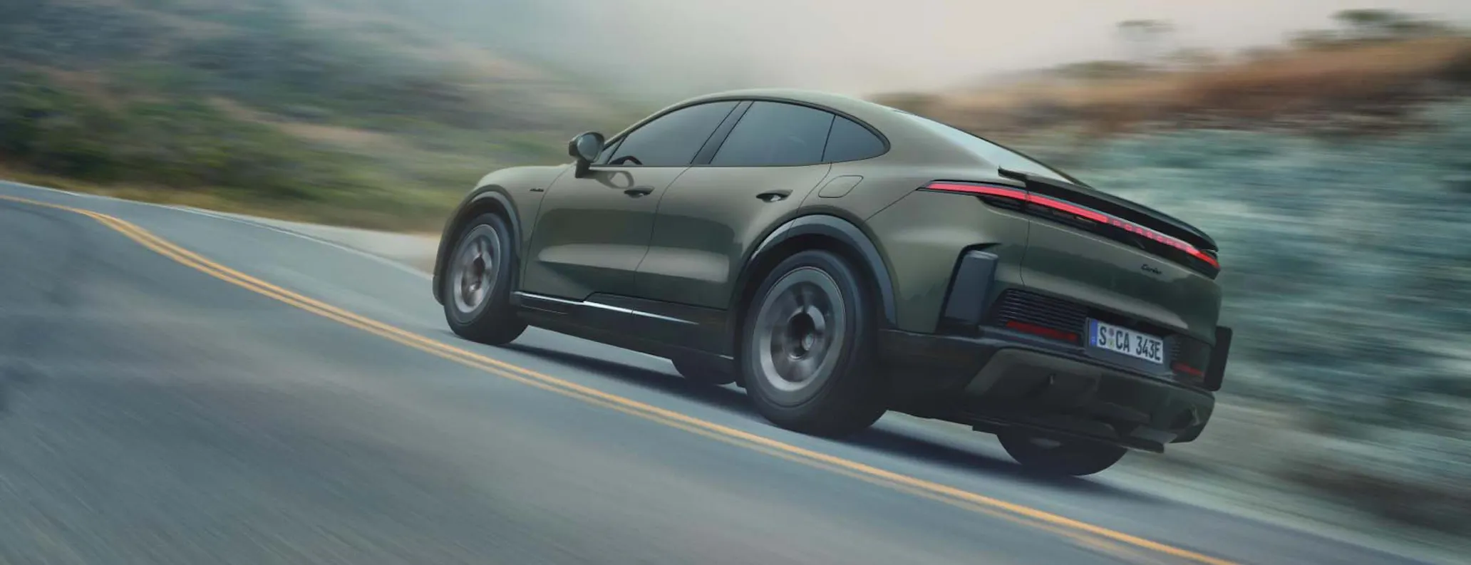 Porsche Cayene Coupe Electric driving hero desktop